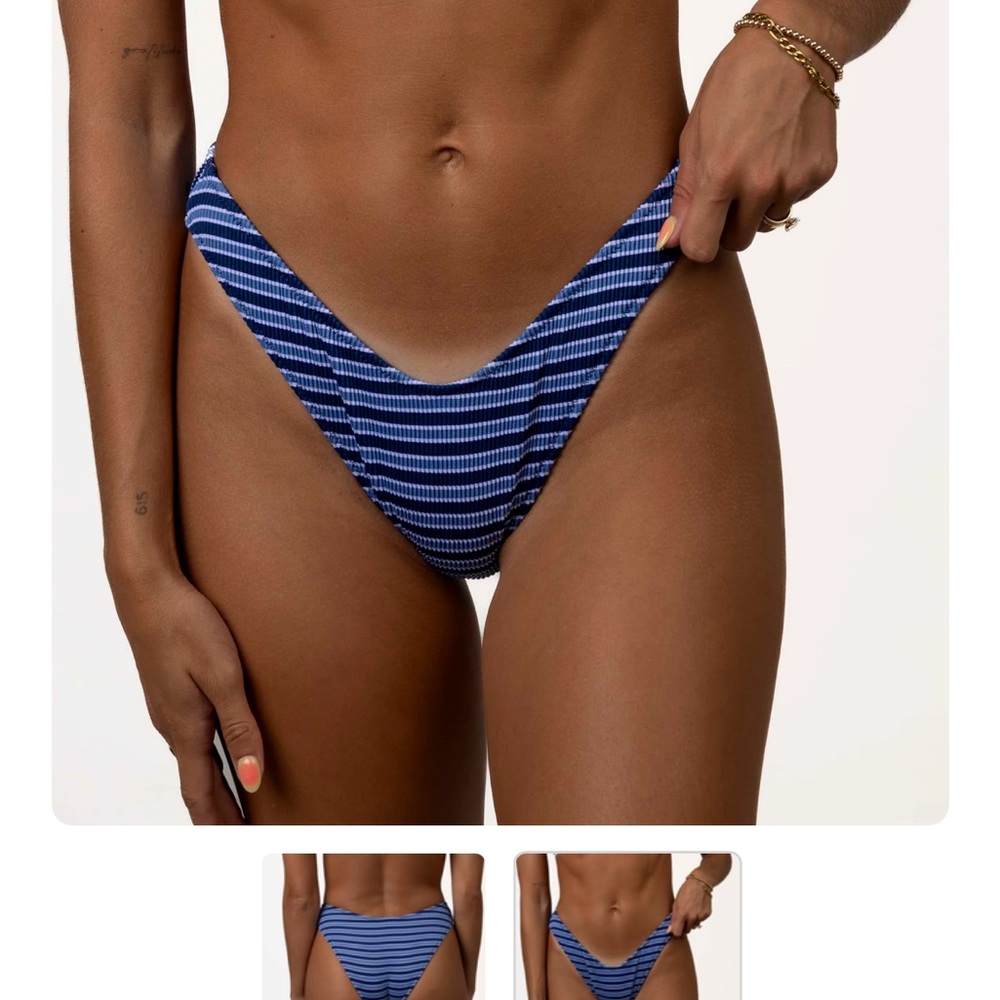 Honey Swim Striped/Ribbed “Santorini” Bikini Bottom